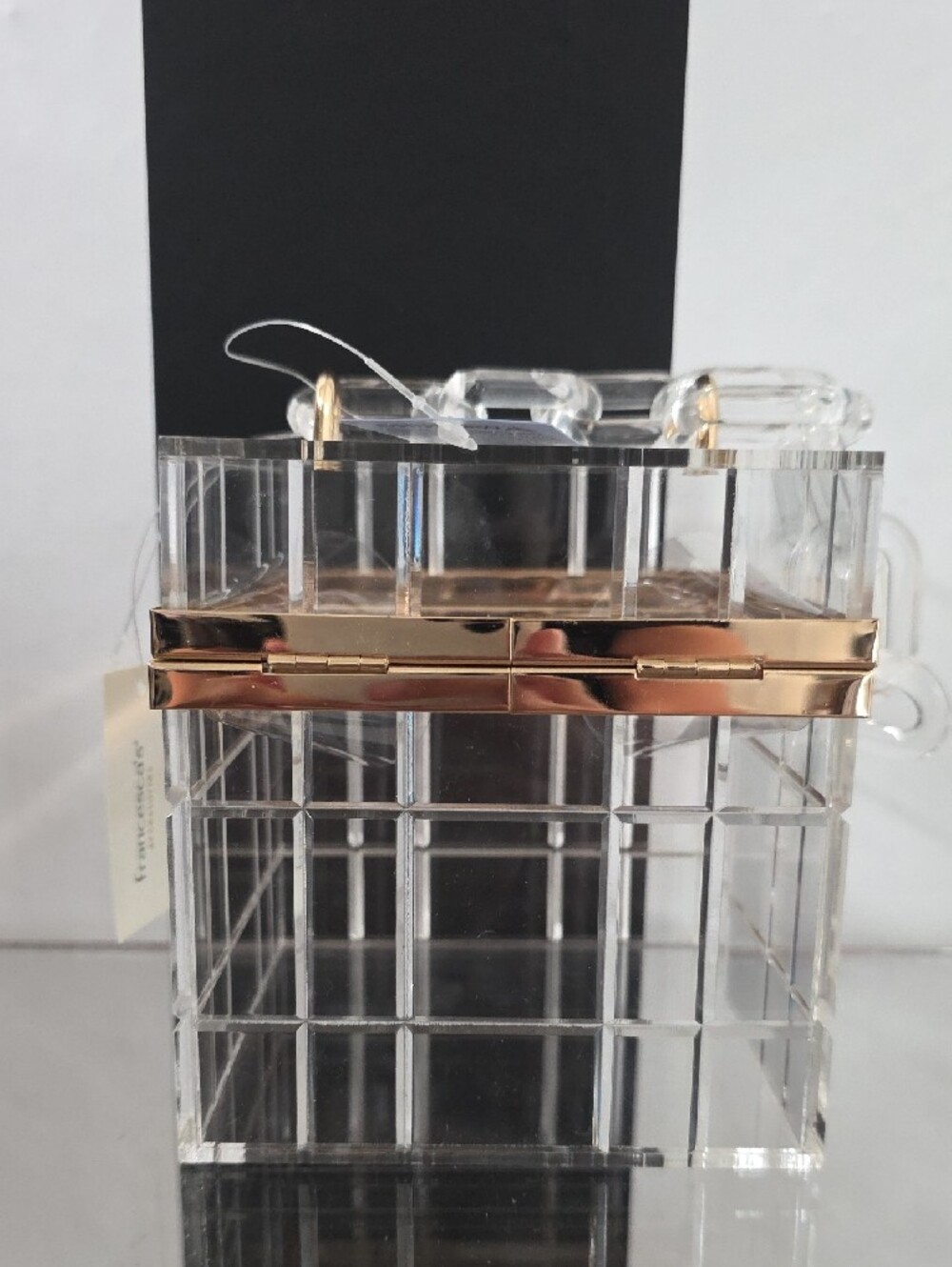 Francesca's Collections Clear Acrylic Box Bag with Gold Trim - Picture 2 of 2